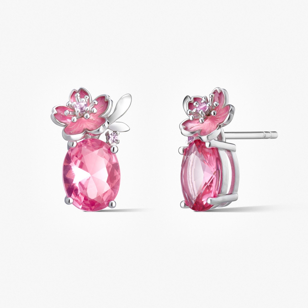 Kolczyki srebrne Kwiaty Nocy Wiśnia