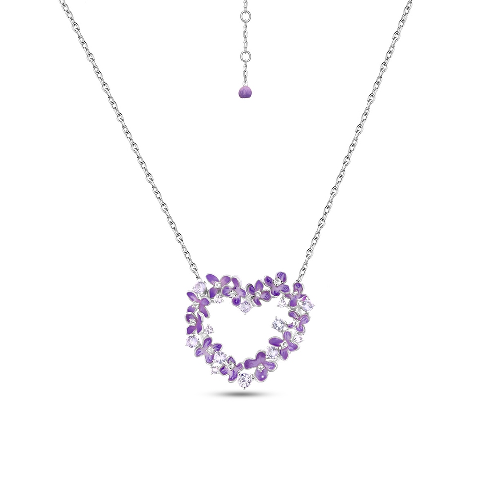 Naszyjnik srebrny Kwiaty Nocy Fioletowy Bez