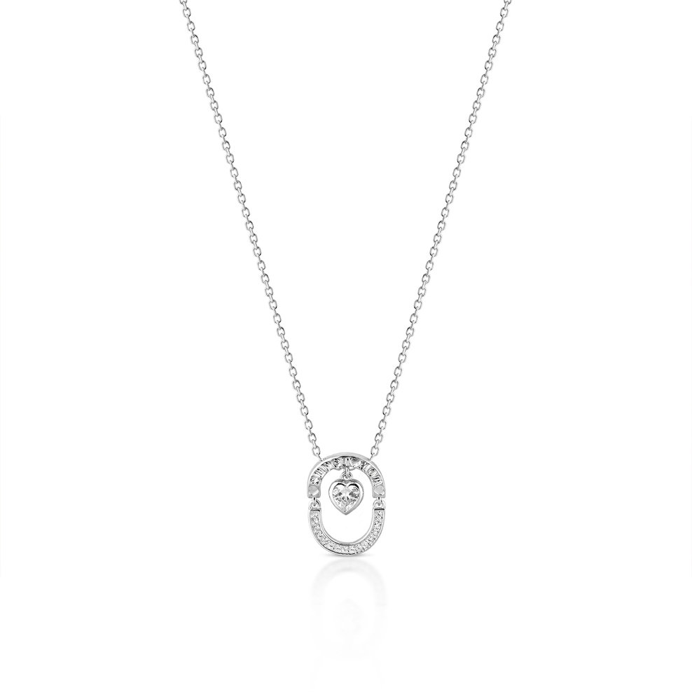 Naszyjnik srebrny z cyrkoniami Super Mom