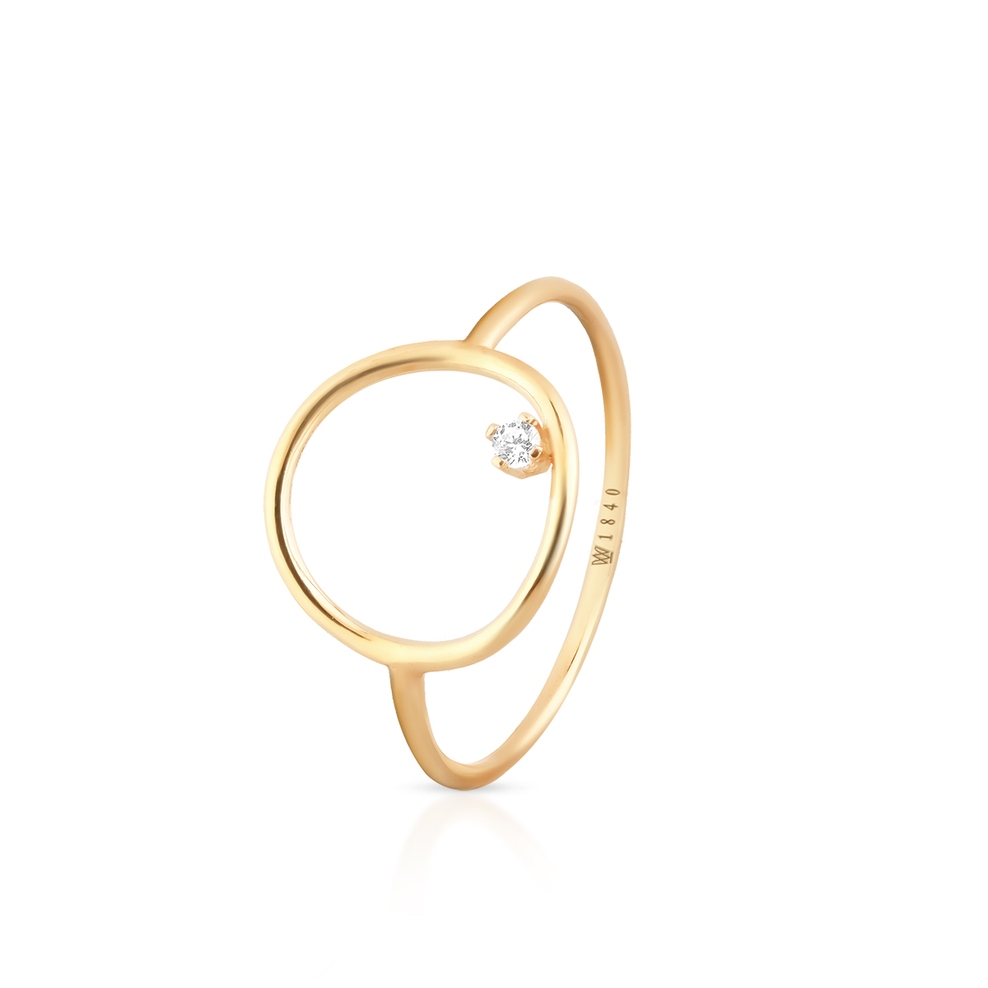 Pierścionek złoty z białą cyrkonią