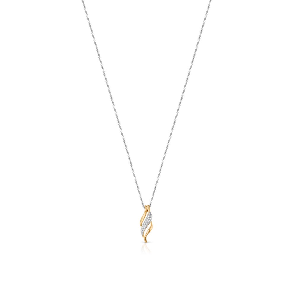 Wisiorek złoty bicolor z diamentami