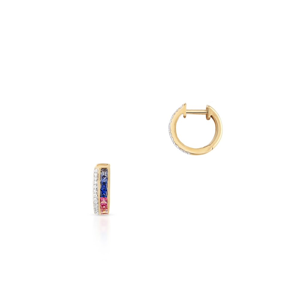 Kolczyki złote z brylantami i szafirami