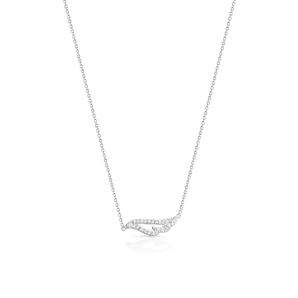 Naszyjnik srebrny skrzydło z cyrkoniami