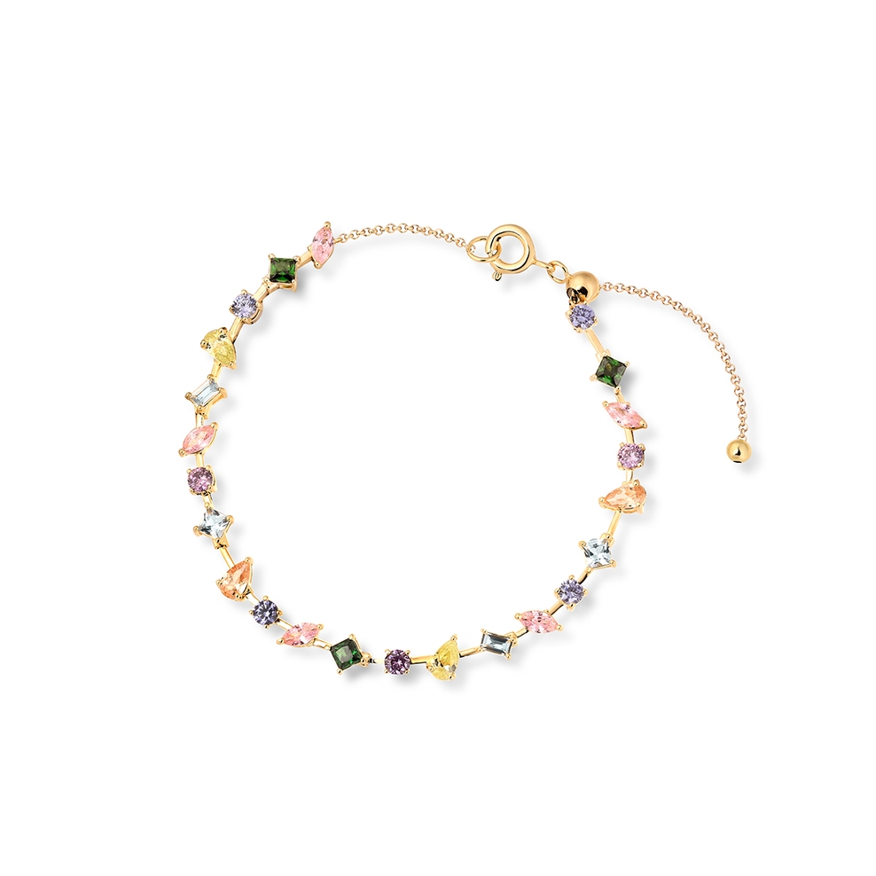 Bransoleta srebrna z kolorowymi cyrkoniami Mozaika