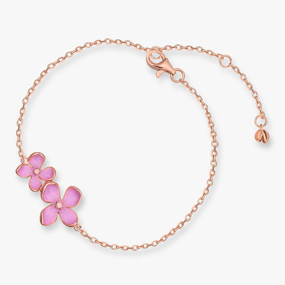 Bransoletka srebrna Kwiaty Nocy Różowy Bez