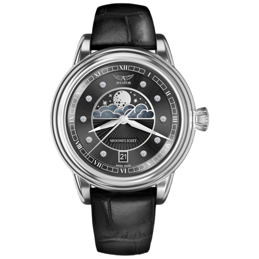 ZEGAREK AVIATOR DOUGLAS MOONFLIGHT DIAMOND EDITION