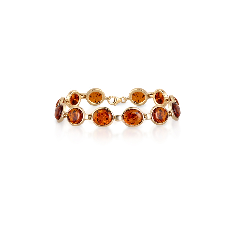Bransoleta złota z bursztynami