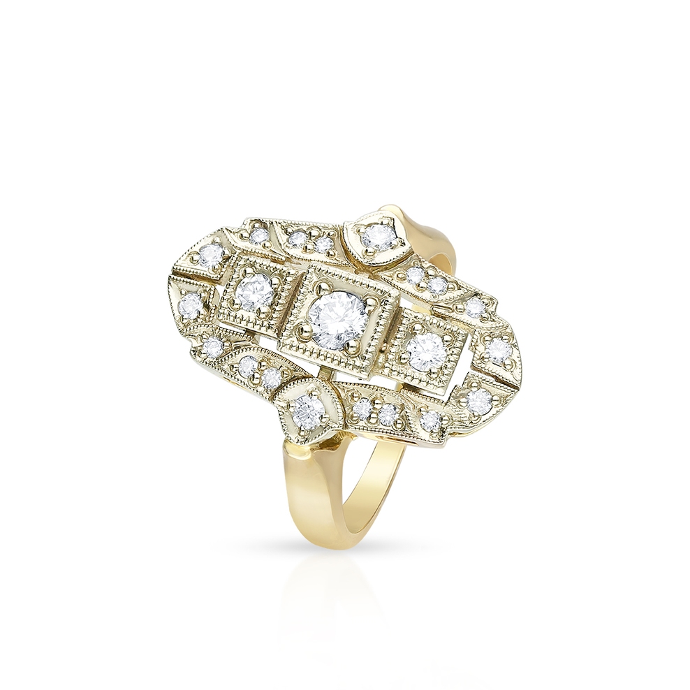 Pierścionek złoty z brylantami