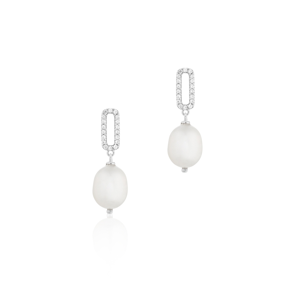 Kolczyki srebrne z perłami i cyrkoniami