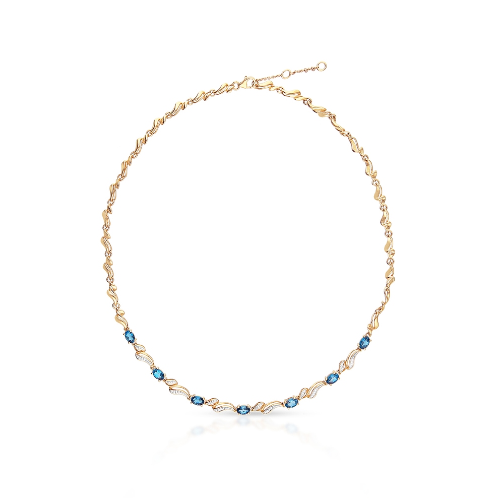 Naszyjnik złoty z topazami i diamentami