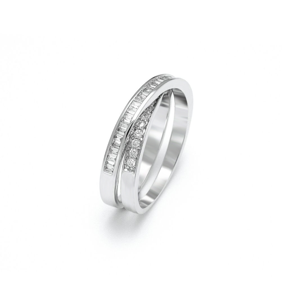 Pierścionek białe złoto z brylantami