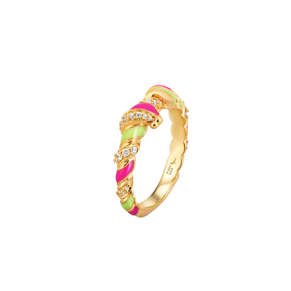 Pierścionek z kolorową emalią Wonderland