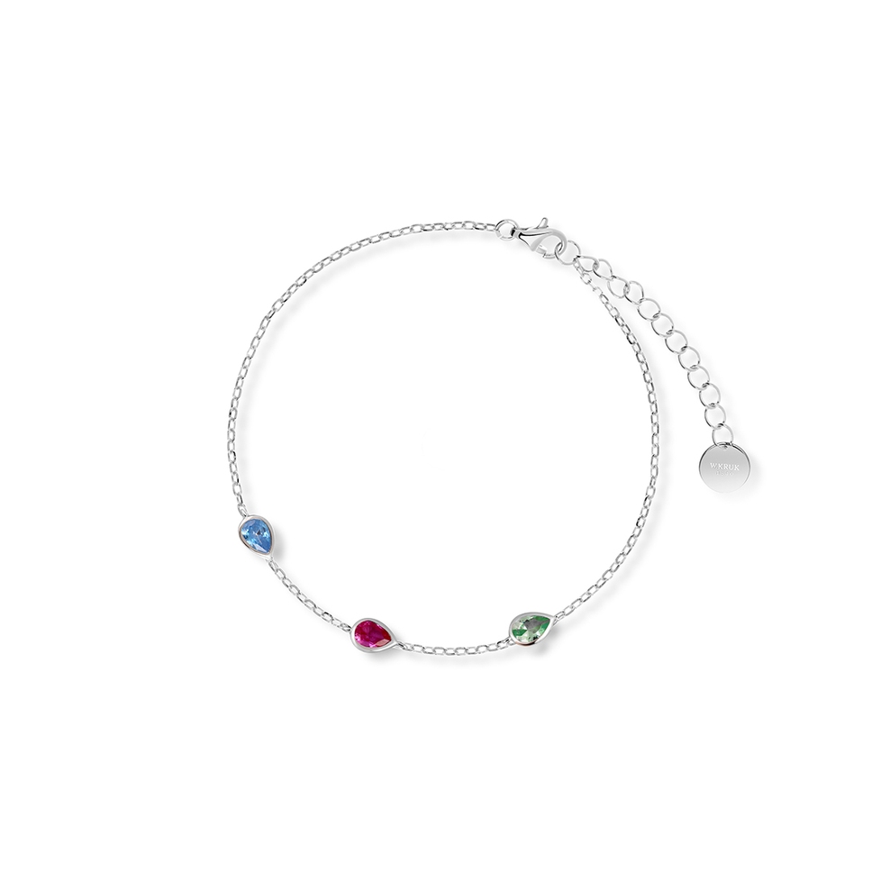 Bransoleta srebrna z kolorowymi cyrkoniami