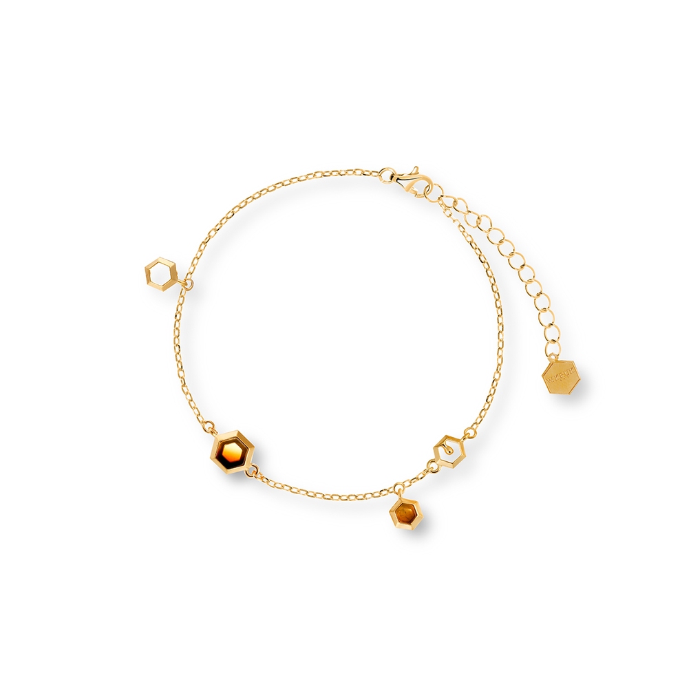 Bransoleta srebrna z bursztynem Miodowa