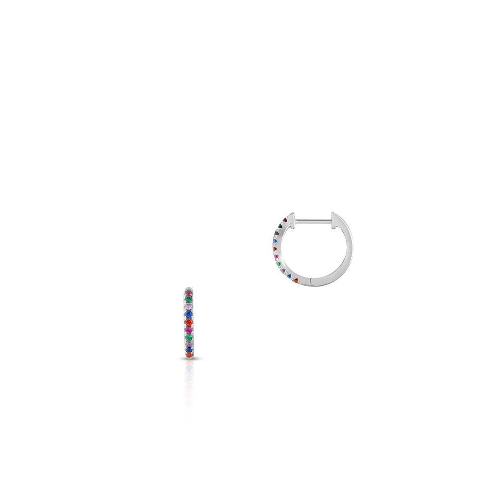 Kolczyki srebrne koła z kolorowymi cyrkoniami