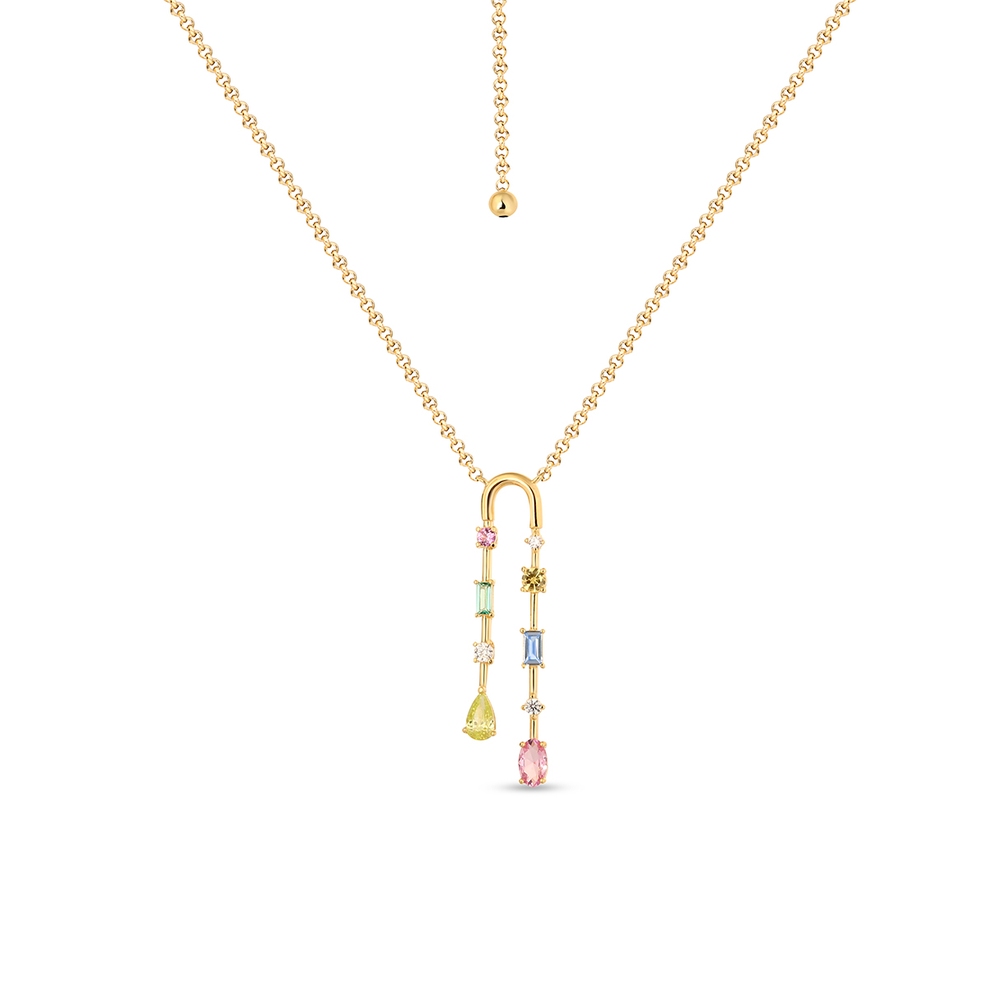 Naszyjnik srebrny z kolorowymi kamieniami Mozaika