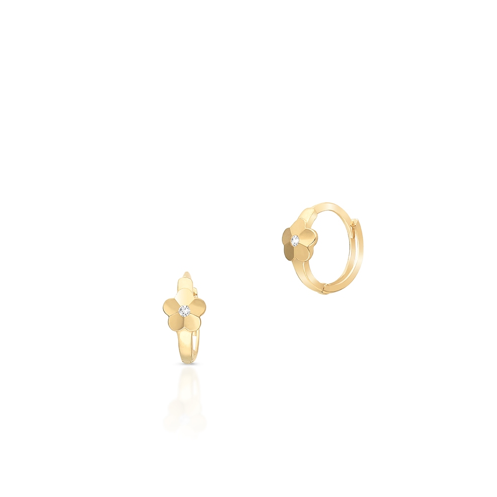 Kolczyki złote kwiaty z cyrkoniami