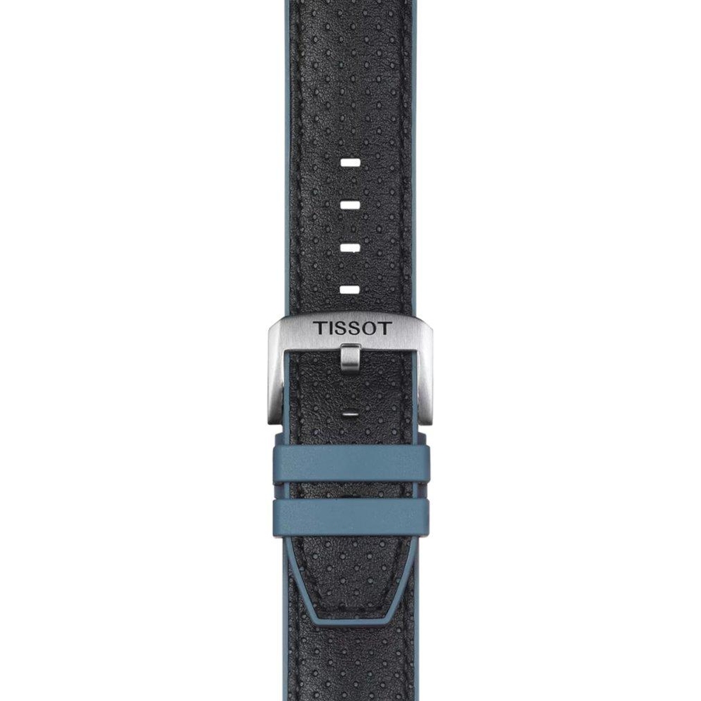 Niebieski pasek Tissot wykonany ze skóry i gumy 22 mm