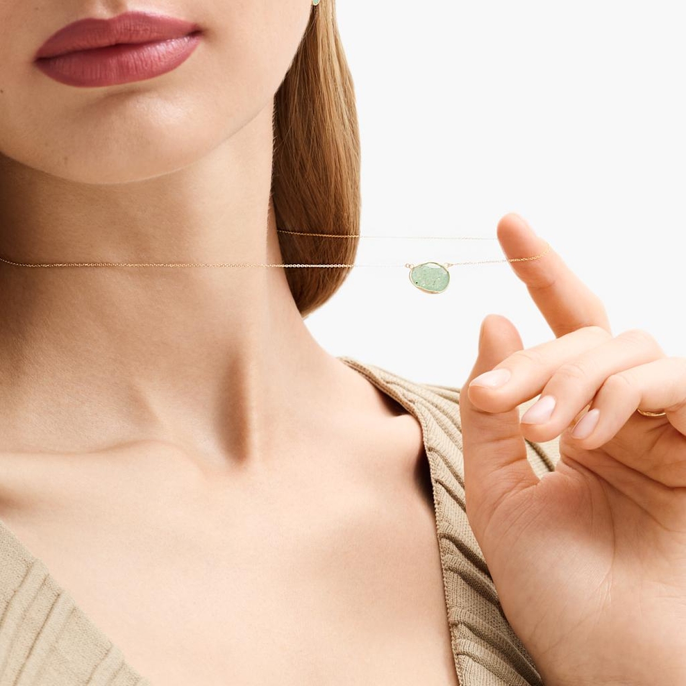 Naszyjnik złoty z zielonym awenturynem Saint Tropez