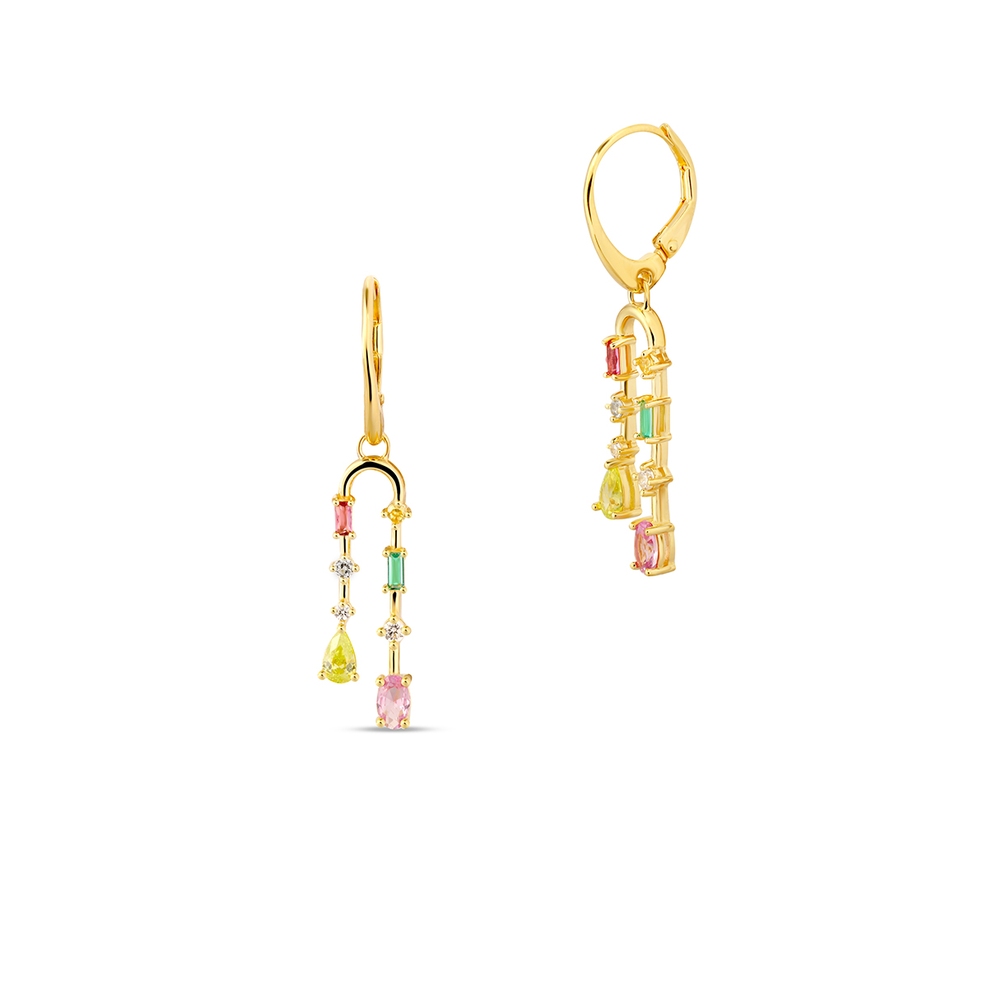 Kolczyki srebrne z kolorowymi kamieniami Mozaika