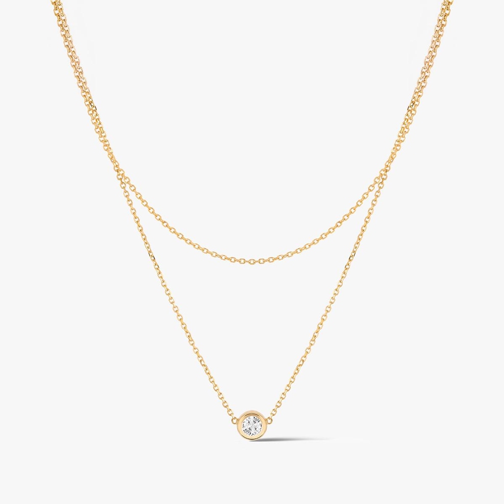 Naszyjnik złoty kaskadowy z cyrkonią