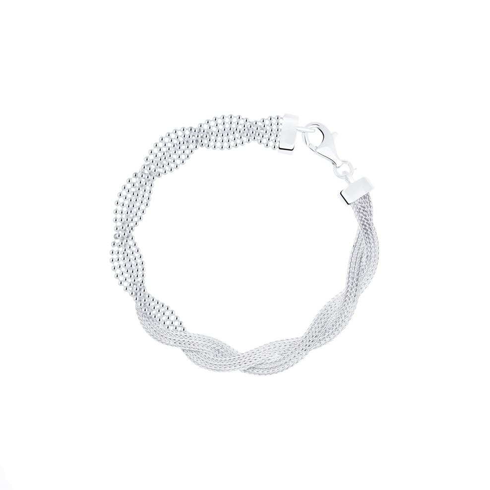 Bransoleta srebrna przeplatana