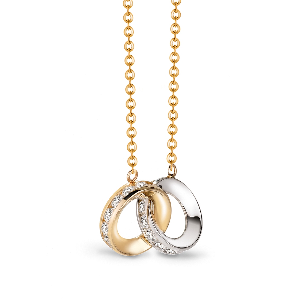 Naszyjnik złoty bicolor z cyrkoniami