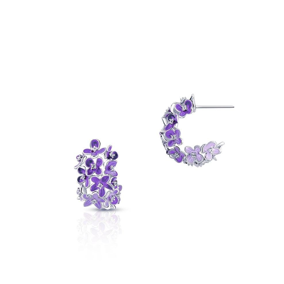 Kolczyki srebrne Kwiaty Nocy Fioletowy Bez