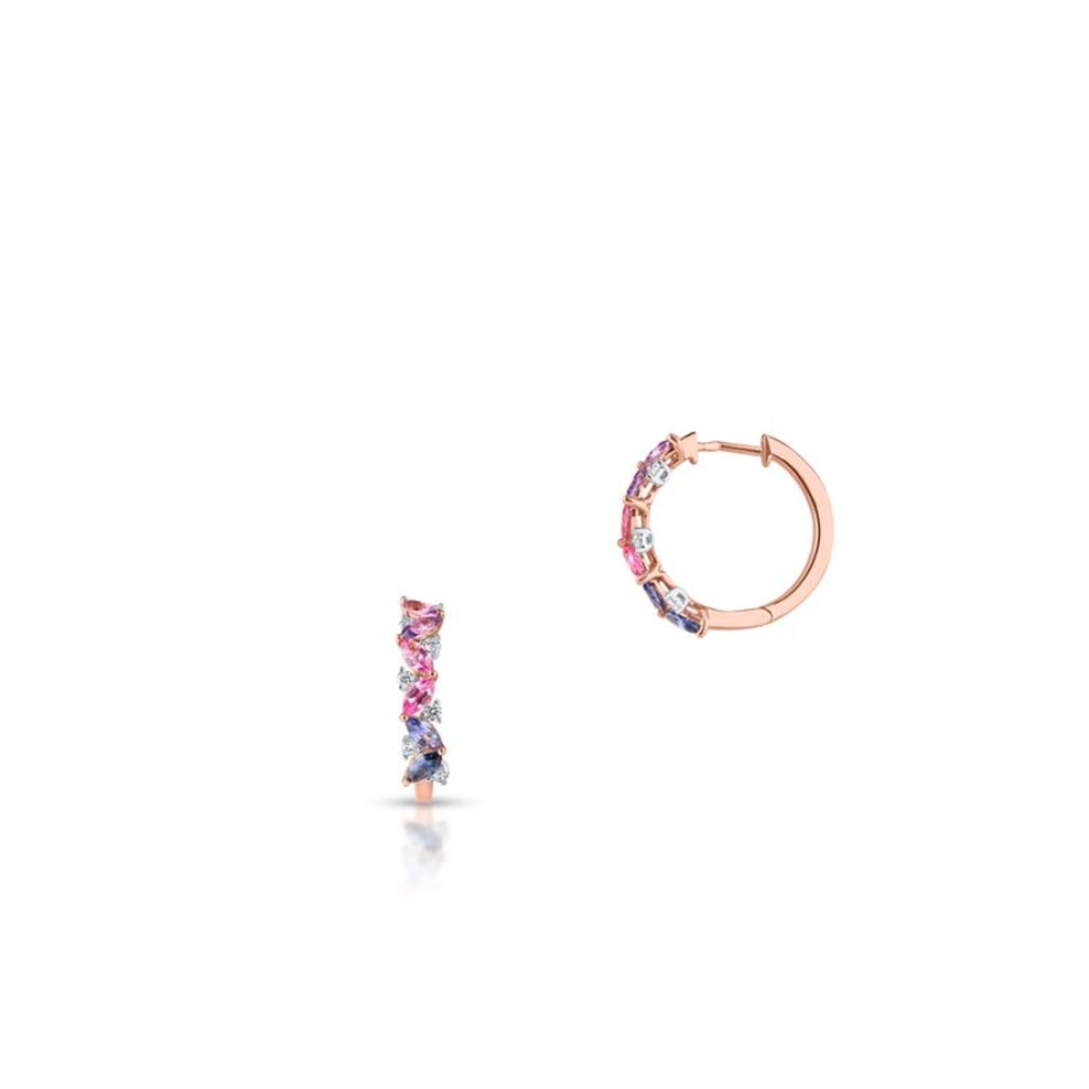 Kolczyki złote z brylantami i szafirami