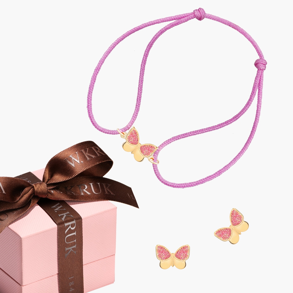 KOMPLET ZŁOTE MOTYLKI