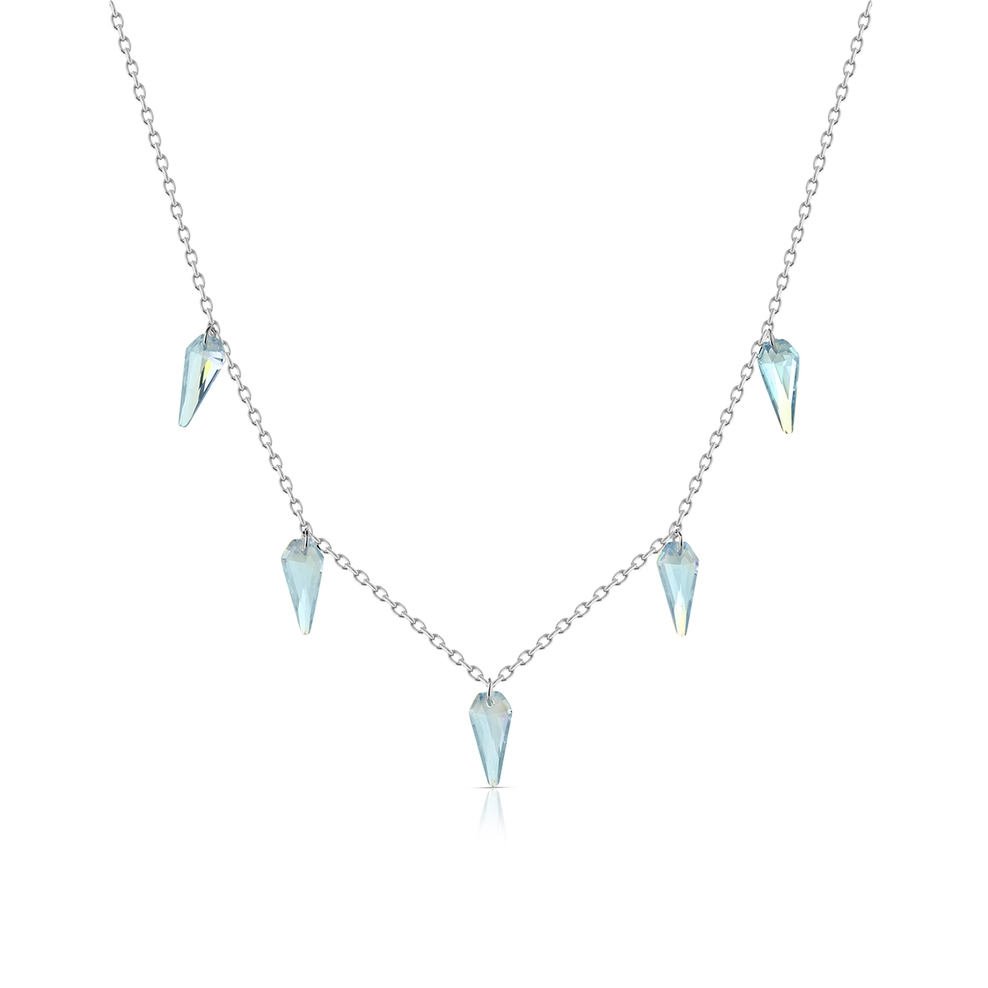 Naszyjnik srebrny z niebieskimi cyrkoniami