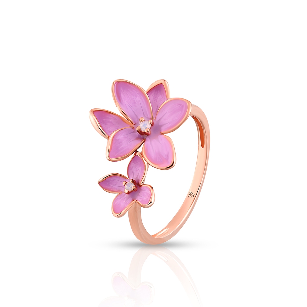 Pierścionek srebrny Kwiaty Nocy Różowy Bez