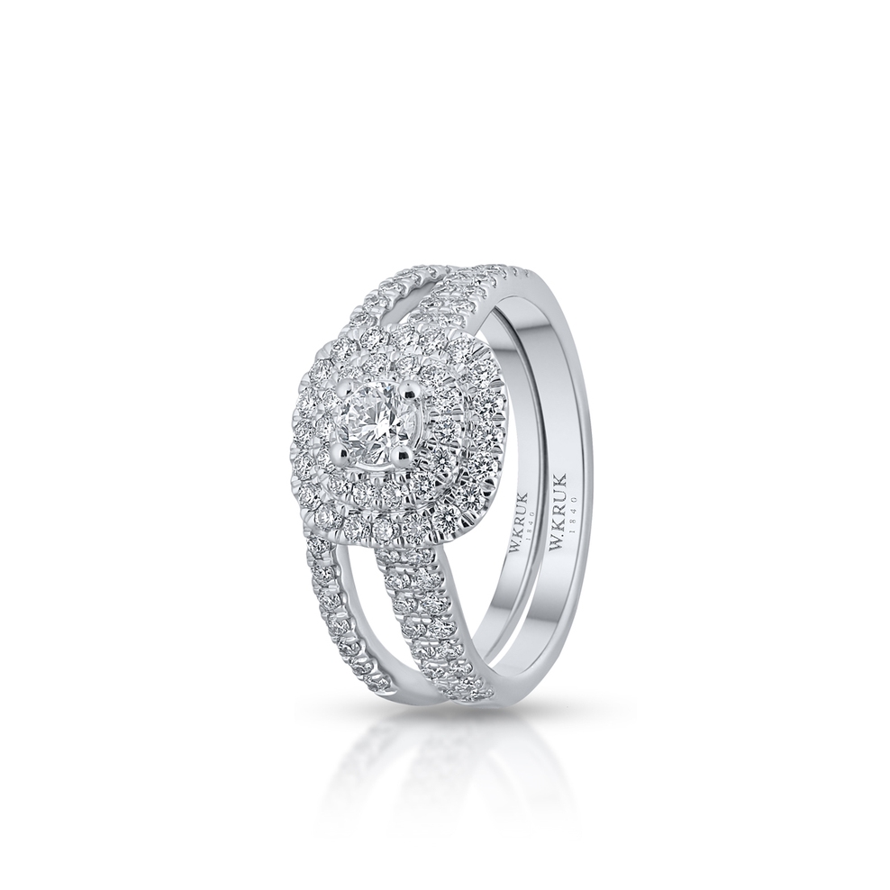 Pierścionek białe złoto z brylantami