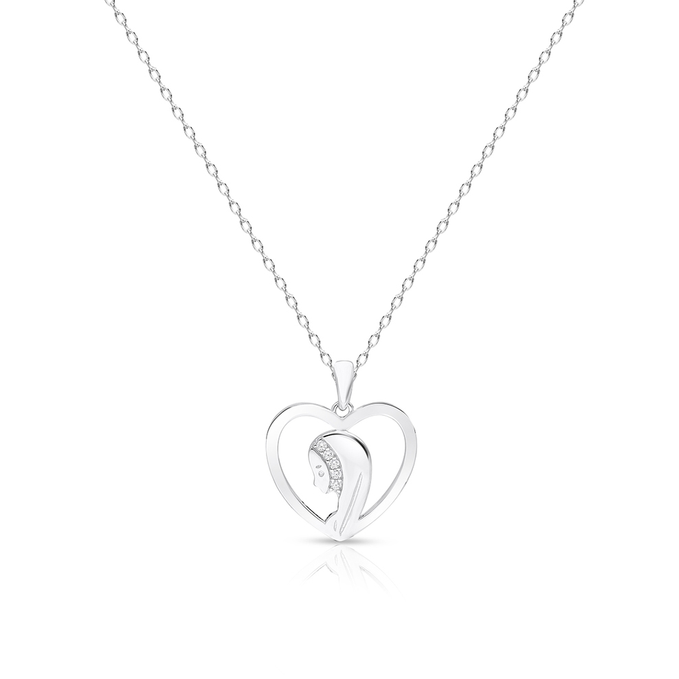 Wisiorek srebrny z cyrkoniami serce