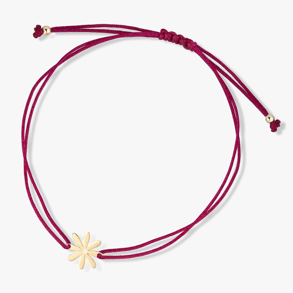 Bransoleta sznurkowa ze złotym kwiatkiem