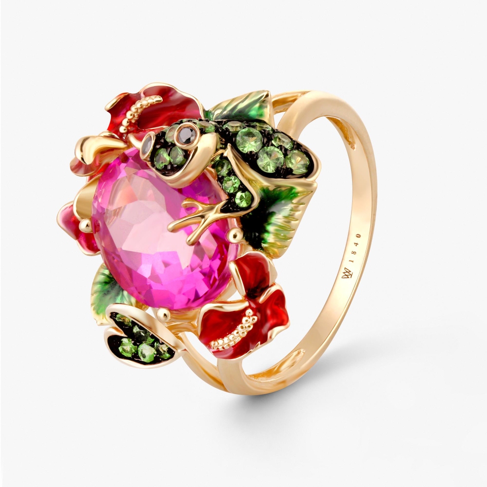 Pierścionek złoty Kwiaty Nocy Anturium