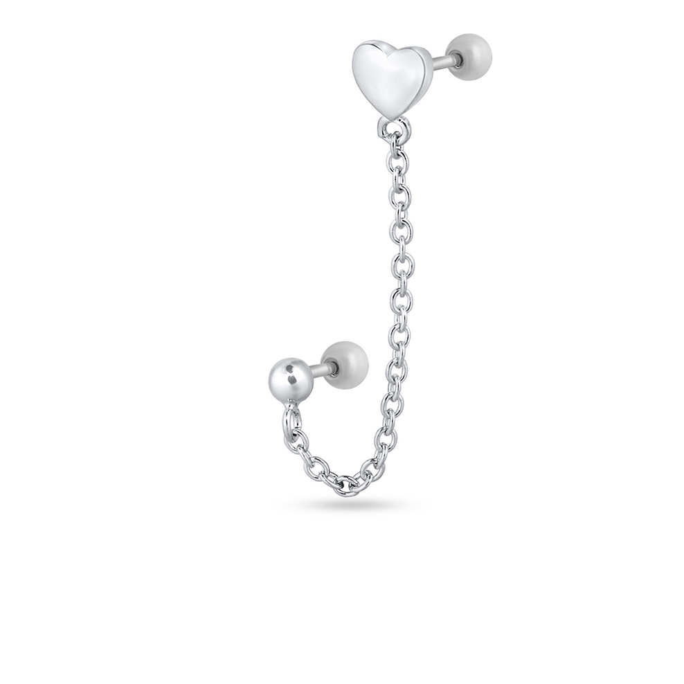 Kolczyk srebrny z łańcuszkiem