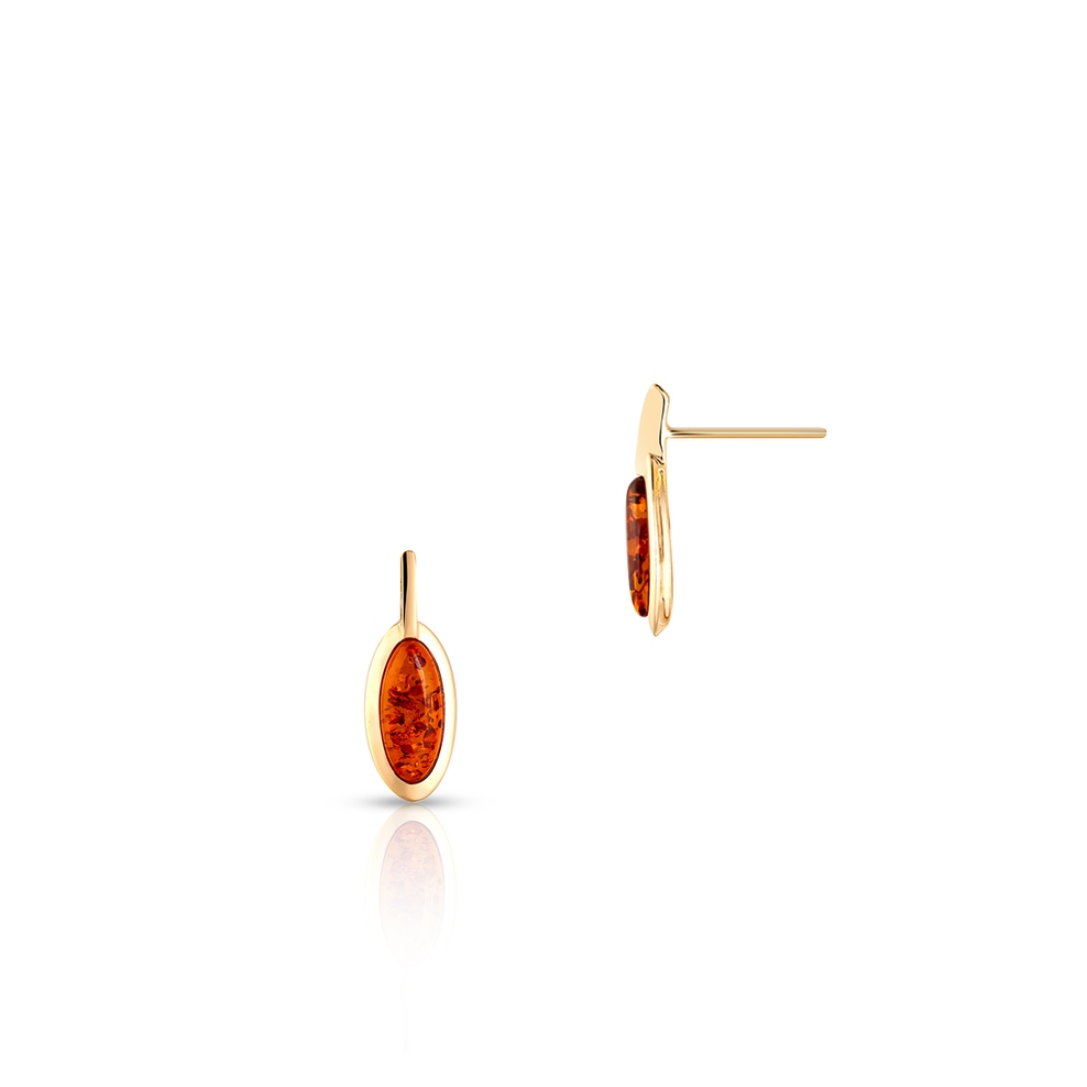 Kolczyki złote z bursztynem