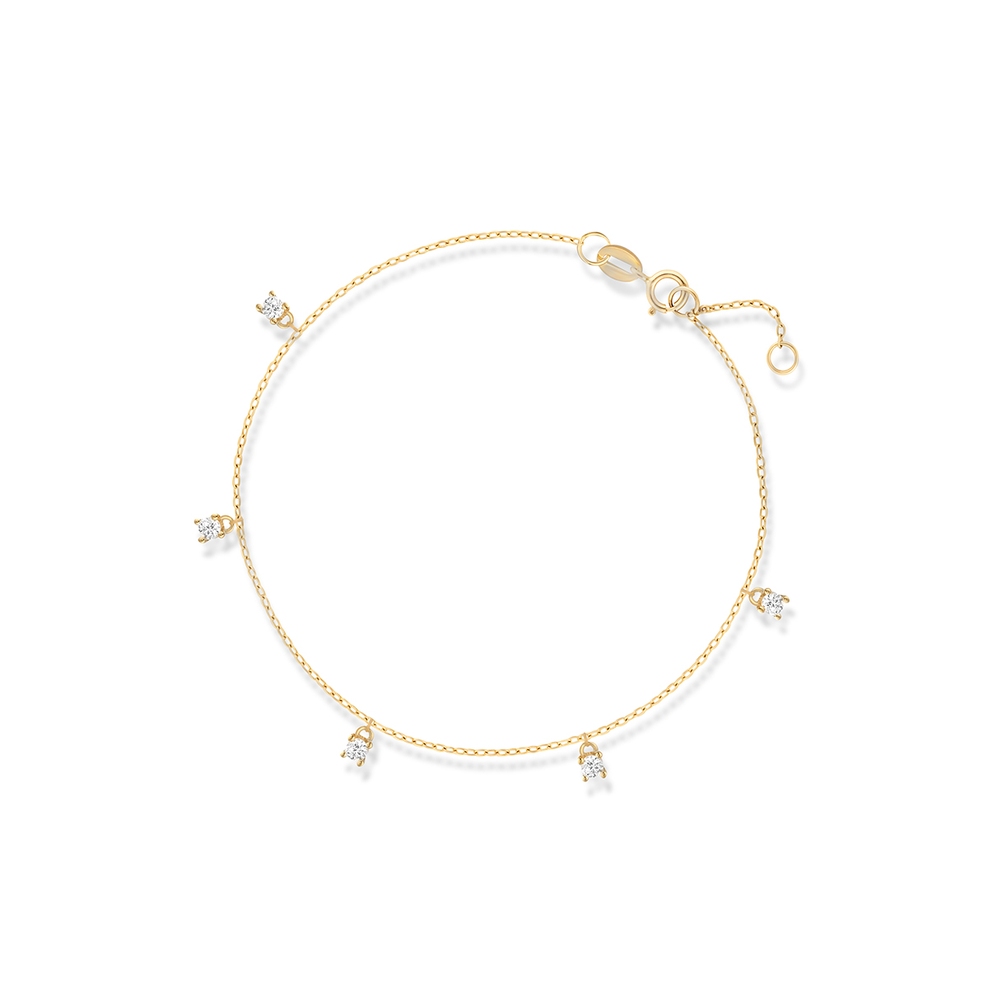 Bransoleta złota z wiszącymi cyrkoniami