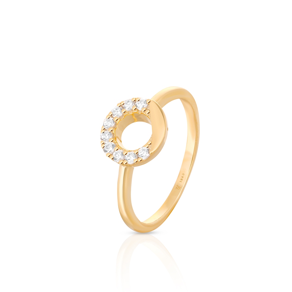 Pierścionek srebrny pozłacany z cyrkoniami