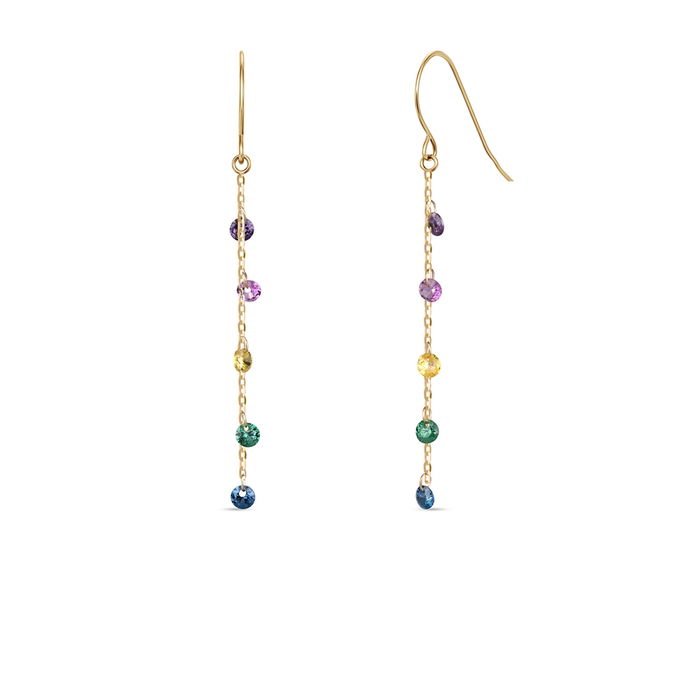 Kolczyki złote z kolorowymi cyrkoniami