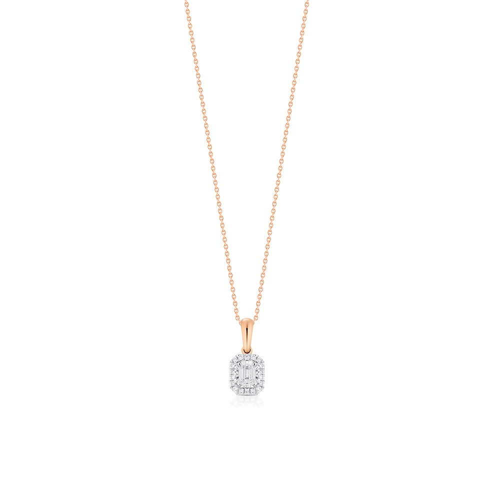 Wisiorek złoty bicolor z brylantem i diamentami