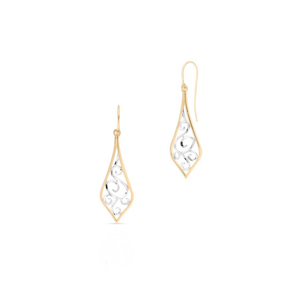 Kolczyki złote bicolor ażurowe