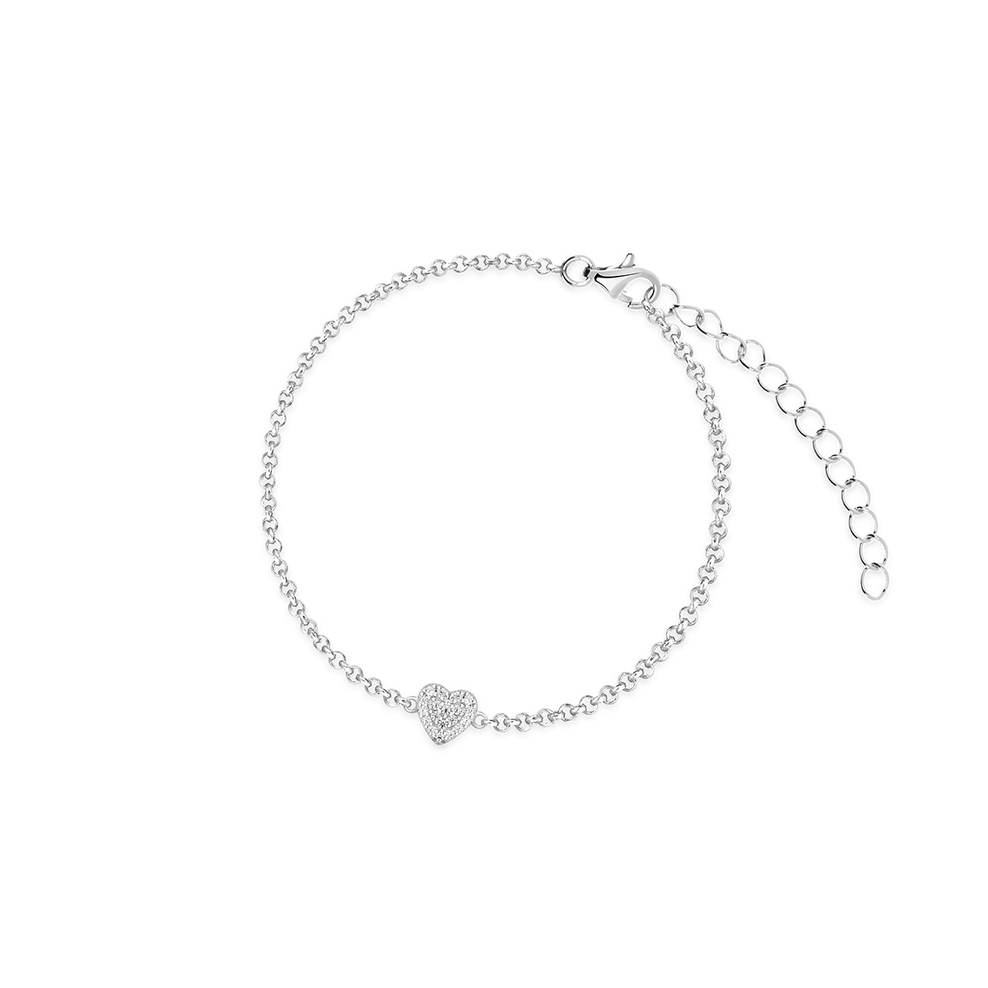 Bransoleta srebrna z sercem