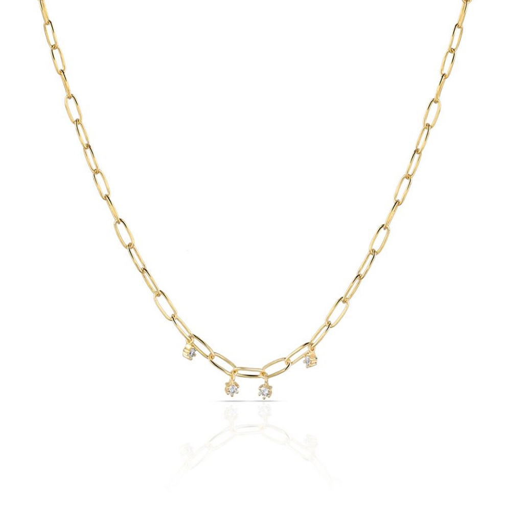 Naszyjnik srebrny pozłacany z cyrkoniami