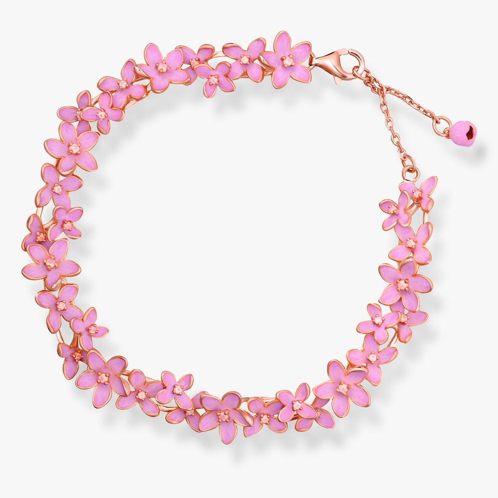 Bransoletka srebrna Kwiaty Nocy Różowy Bez