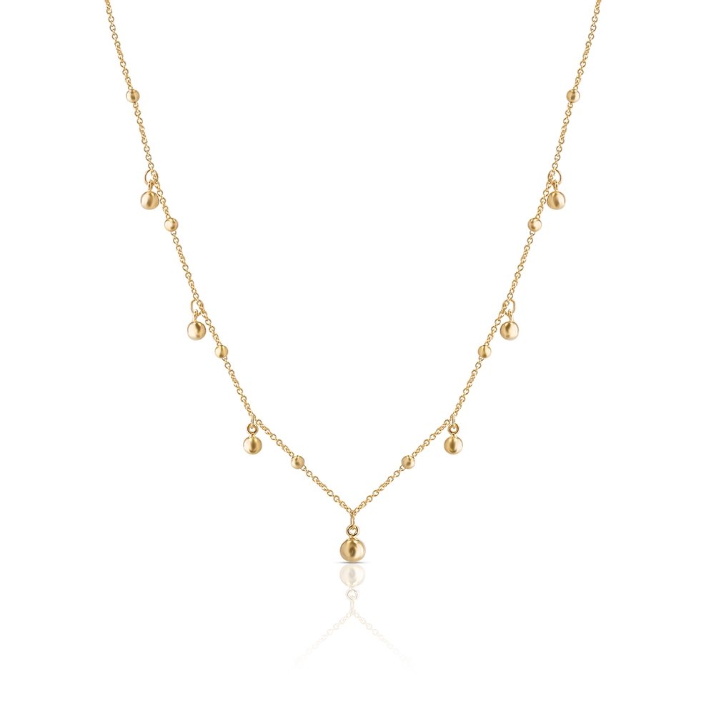 Naszyjnik srebrny pozłacany z kulkami