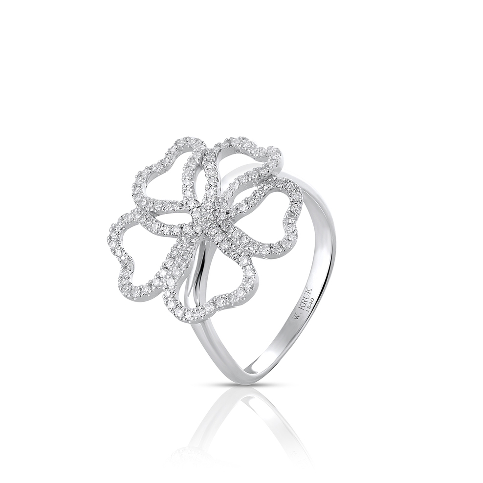 Pierścionek białe złoto z diamentami