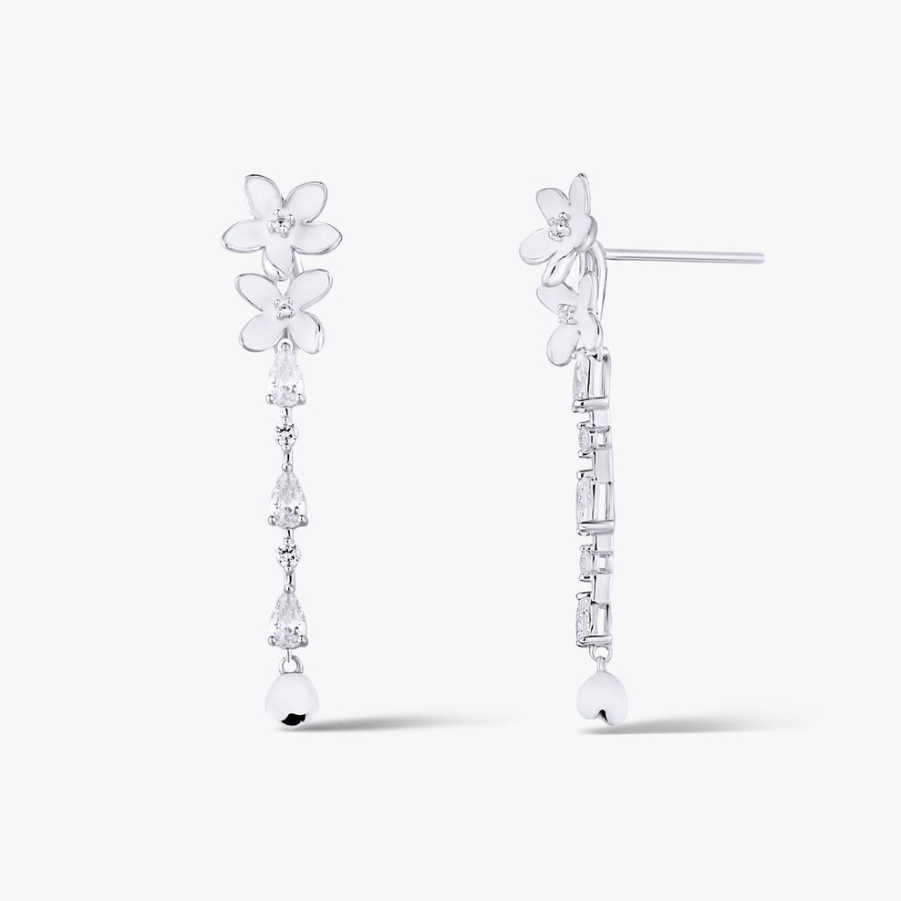 Kolczyki srebrne Kwiaty Nocy Biały Bez