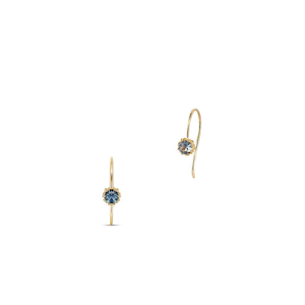 Kolczyki złote z niebieską cyrkonią